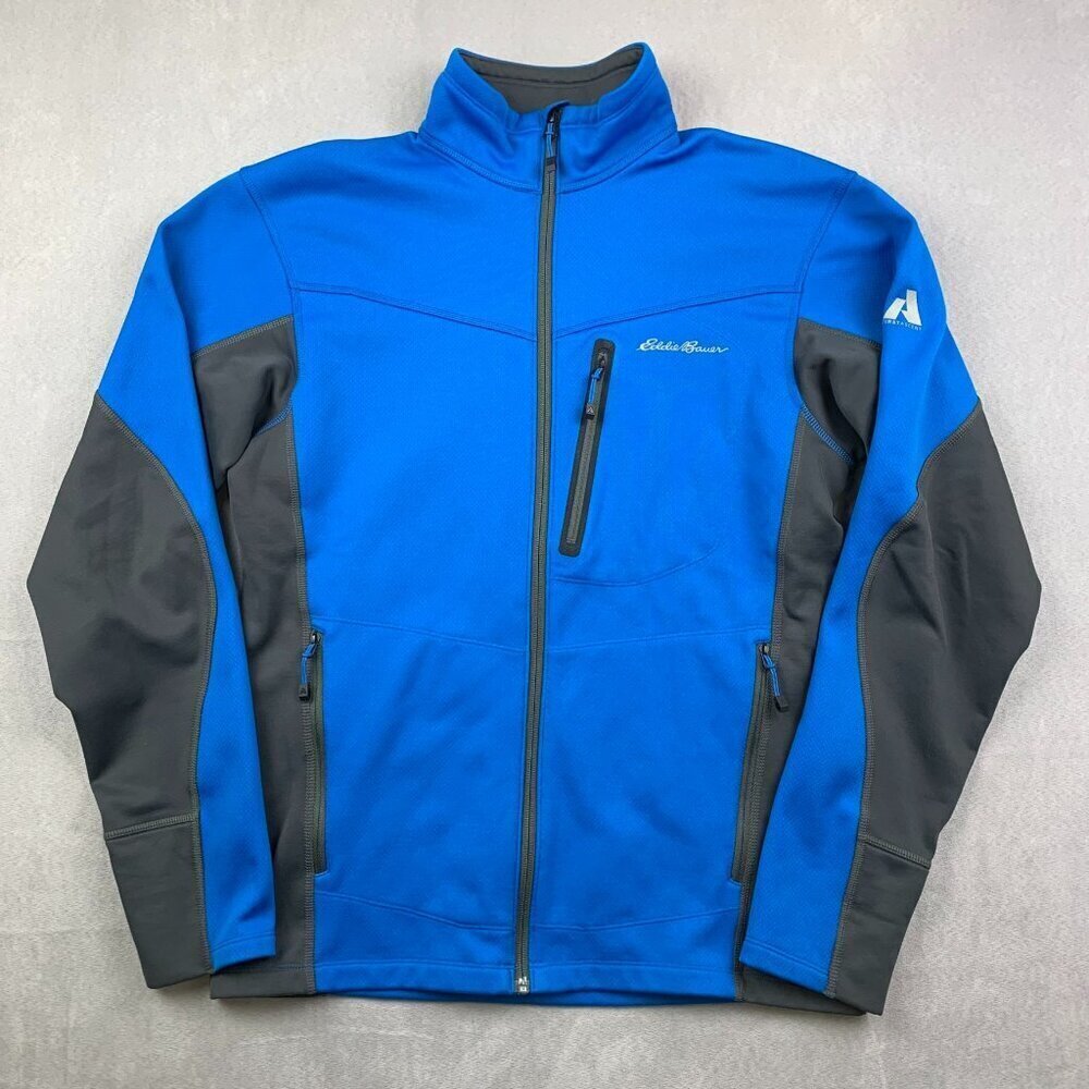 Eddie Bauer First Ascent Mens Jacket Small Blue Gray Full Zip Lightweight Fleece